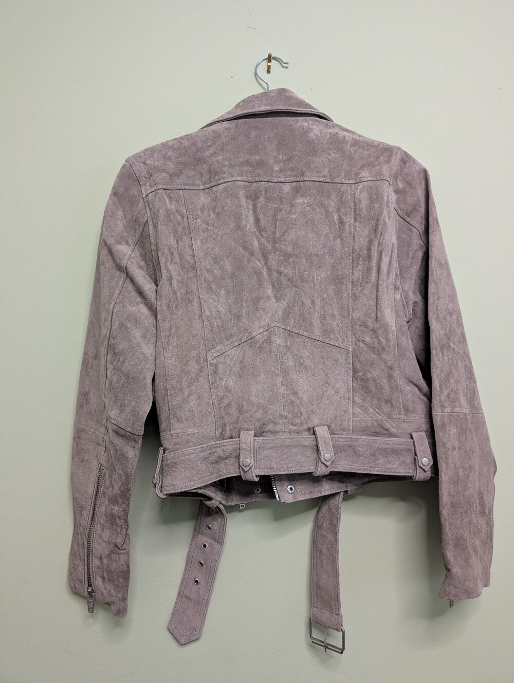 NWT 100% Suede Cropped Moto Jacket - Taupe - Picture 7 of 7